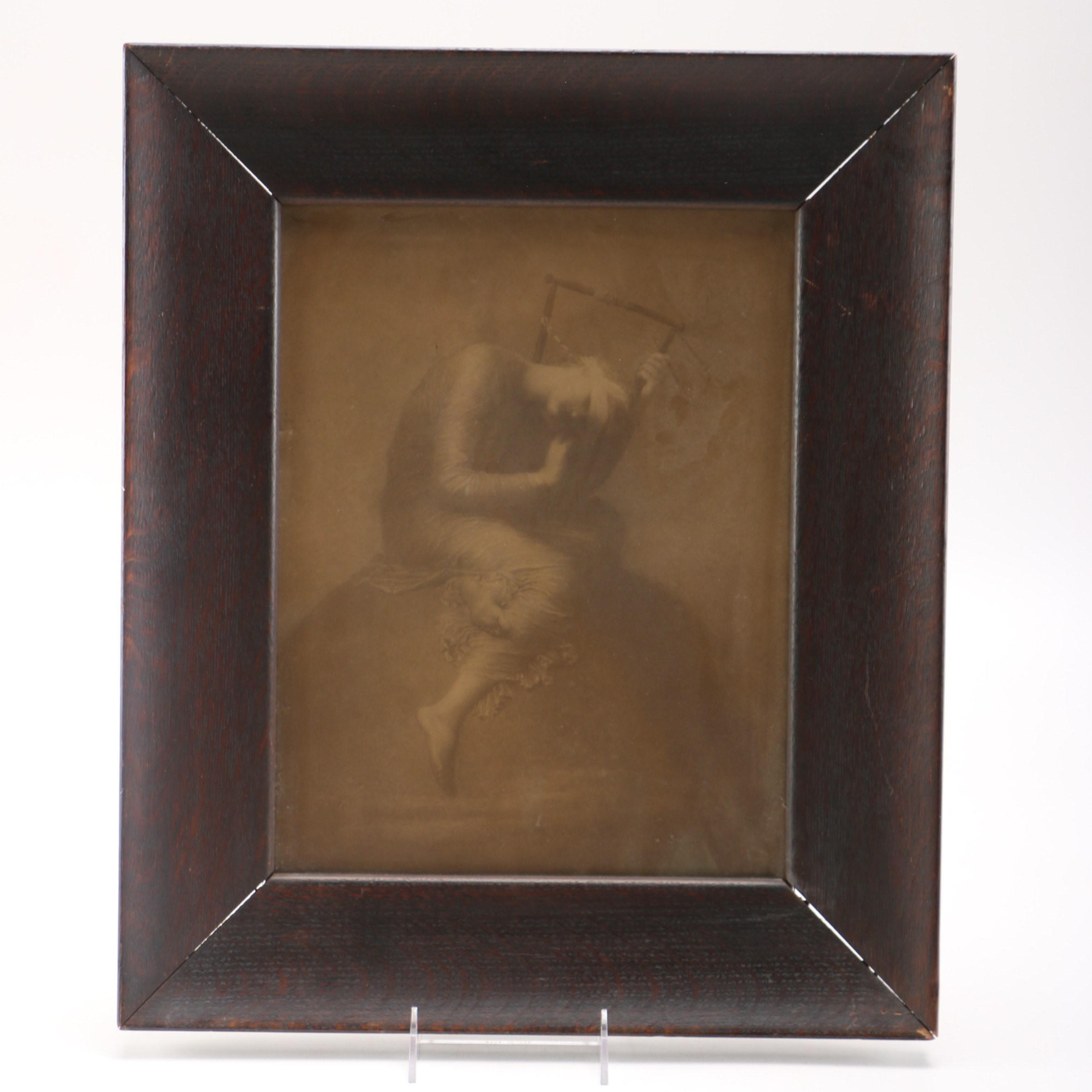 Antique Drawing of a Woman on a Hill