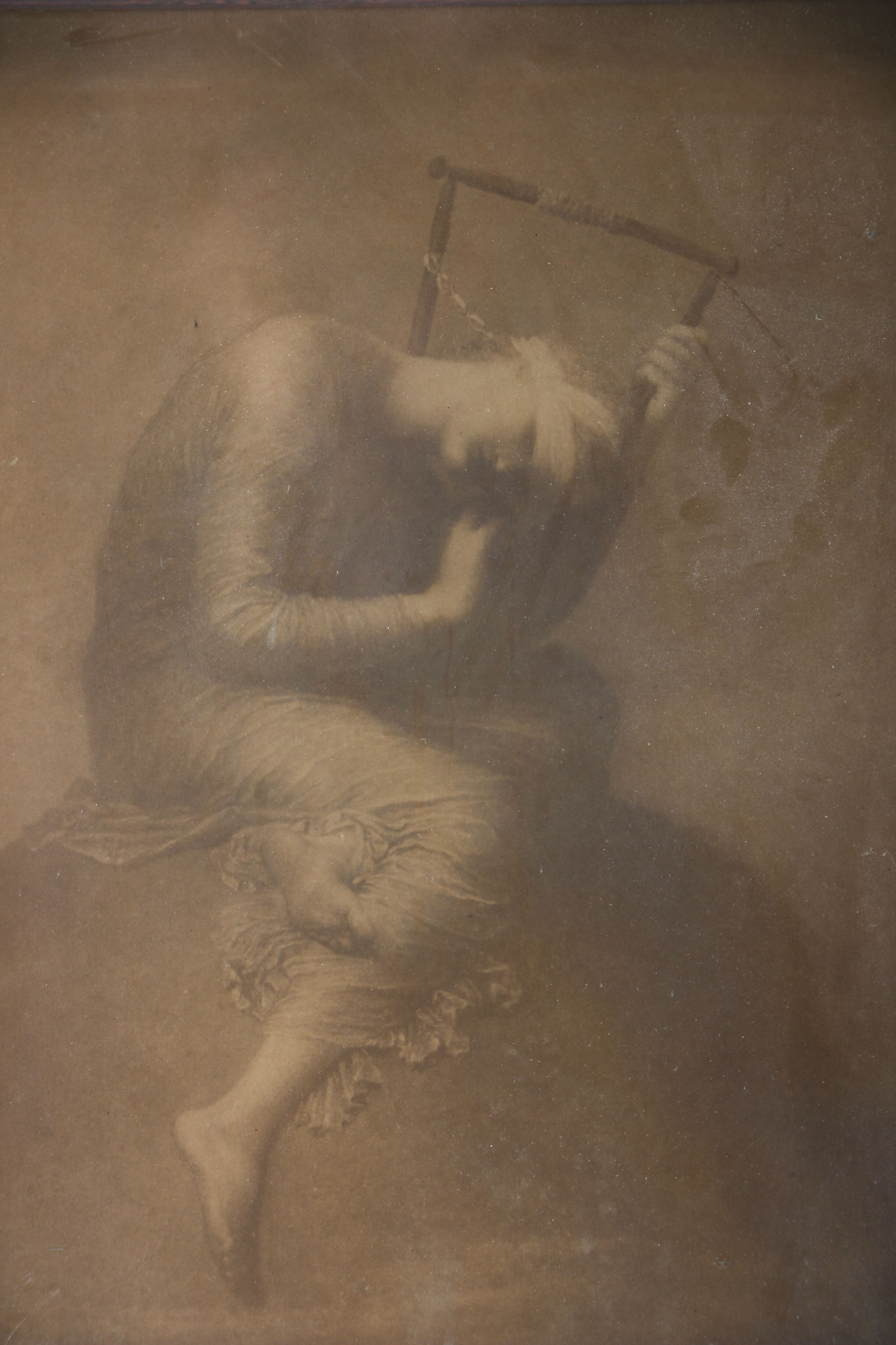 Antique Drawing of a Woman on a Hill