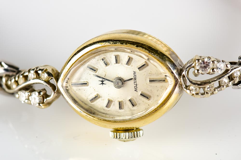 14K Gold and Diamond Hamilton Women's Watch
