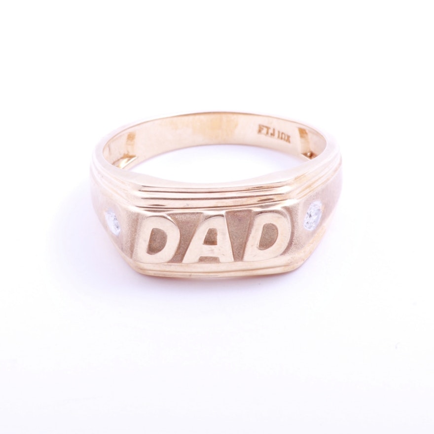 10K Yellow Gold "DAD" Diamond Ring