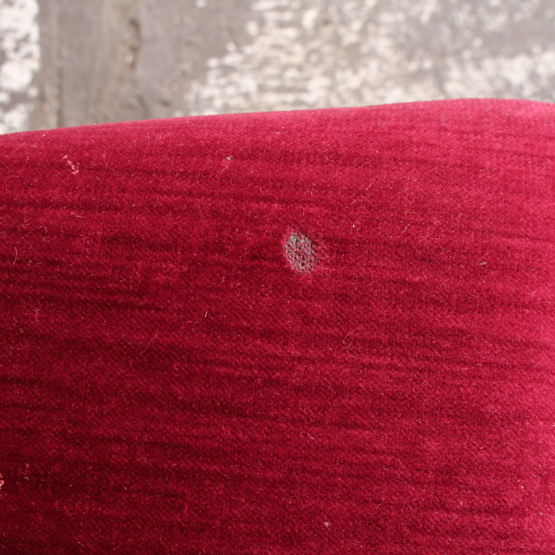 Vintage Wooden Chair with Red Velour Upholstery