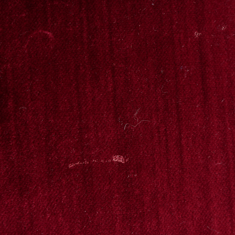 Vintage Wooden Chair with Red Velour Upholstery