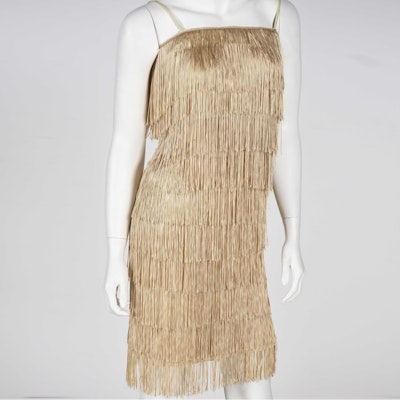 Vintage Style Peach Tone Flapper Dress Vintage Style Peach Tone Flapper Dress