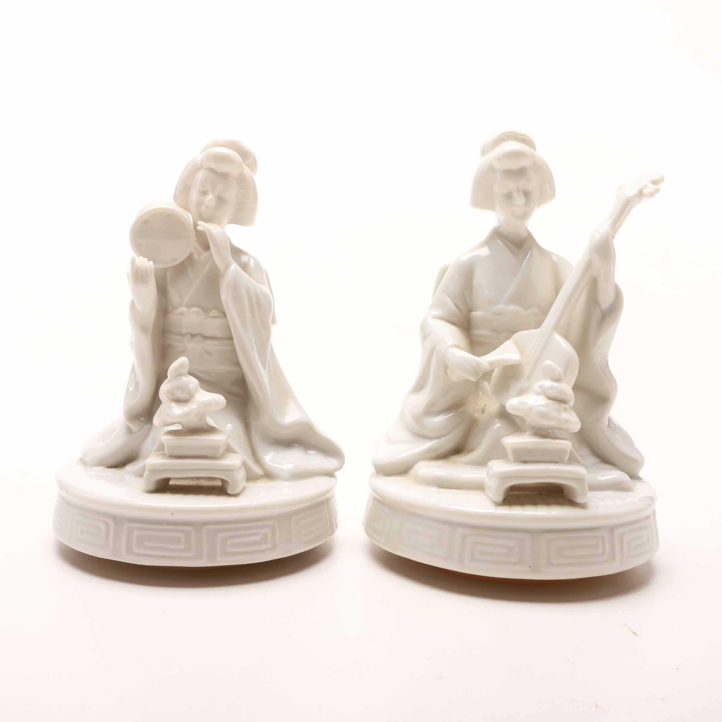 Japanese Inspired Ceramic Figurines and Music Boxes