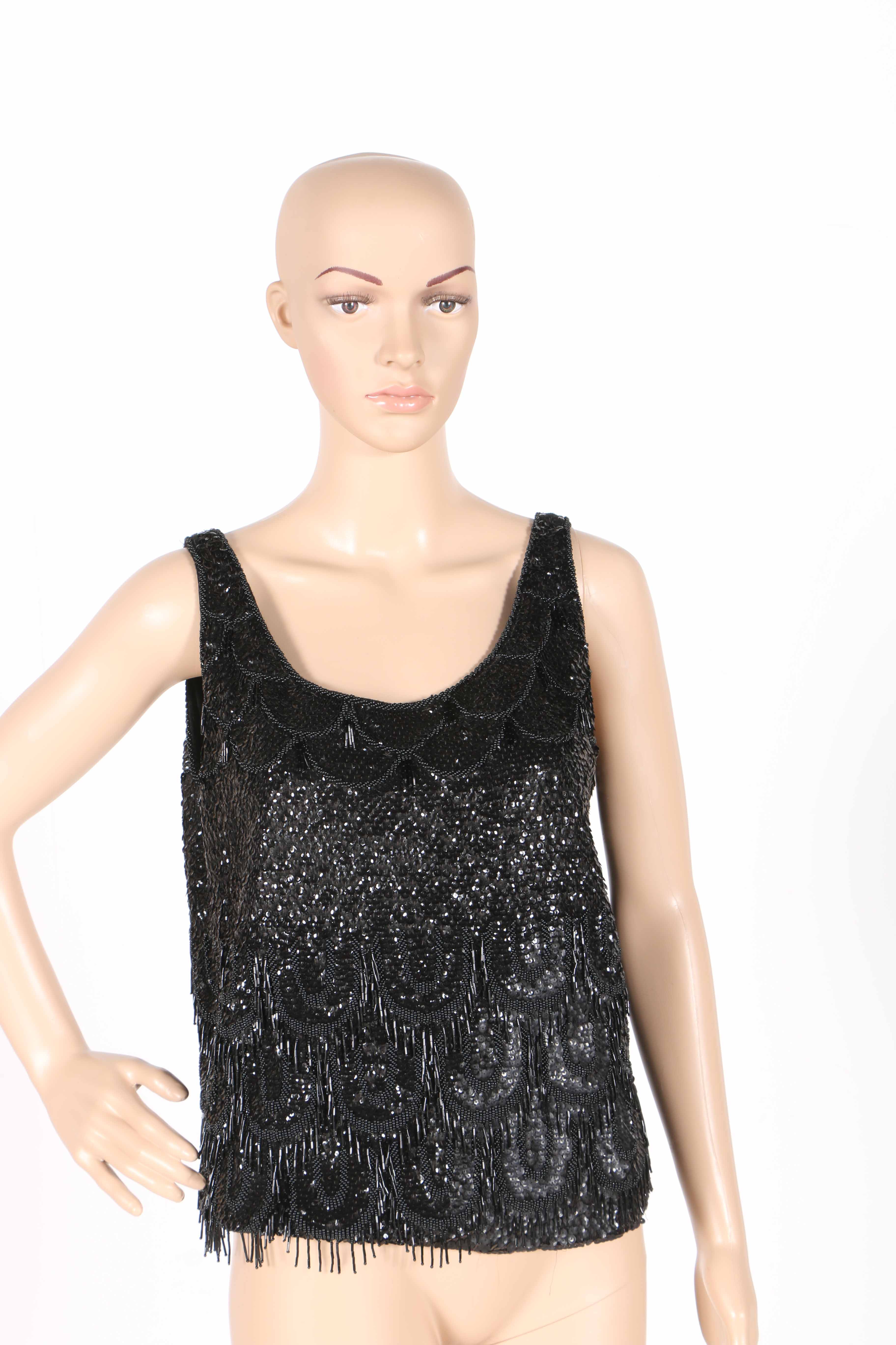 Vintage Black Beaded Top