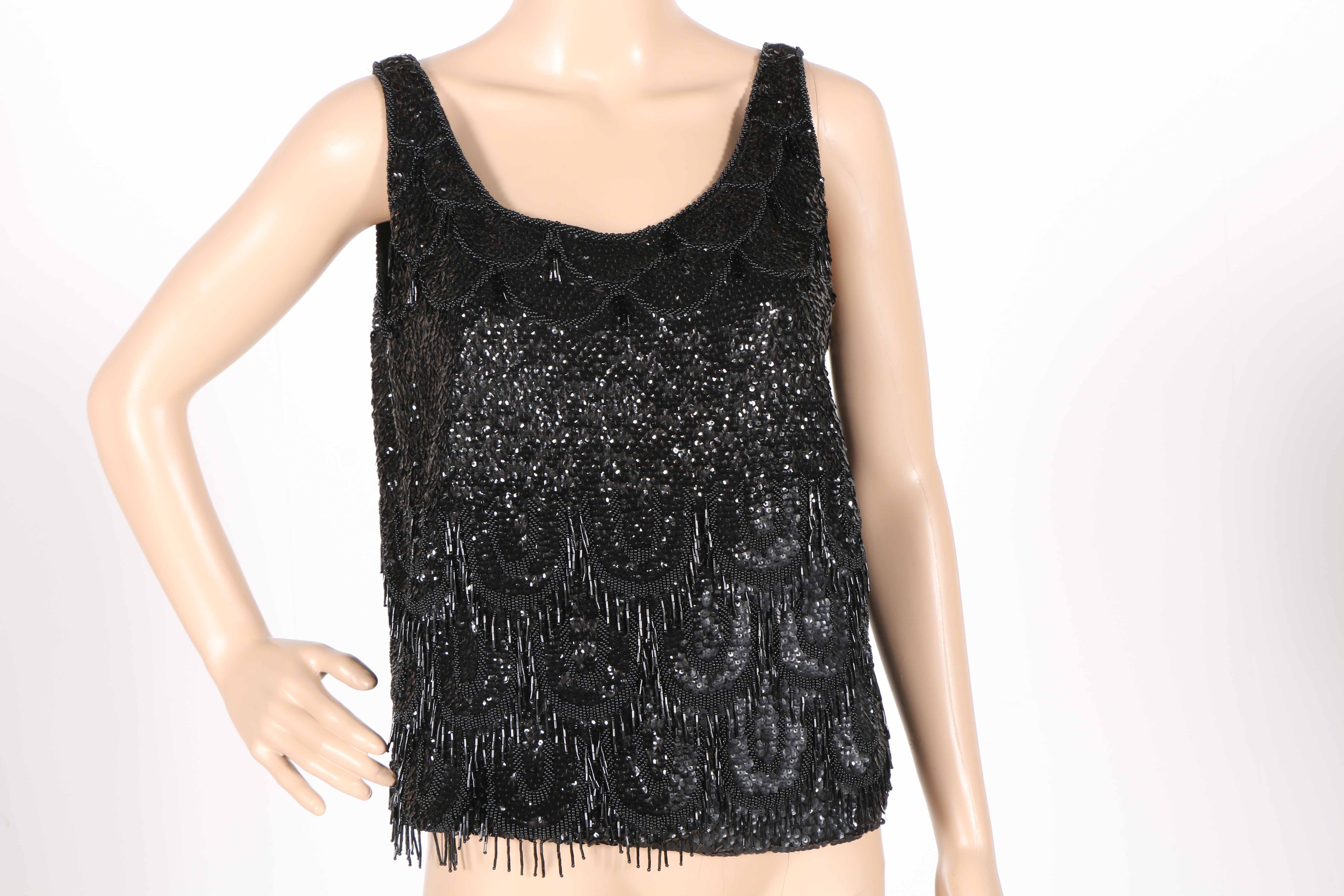 Vintage Black Beaded Top