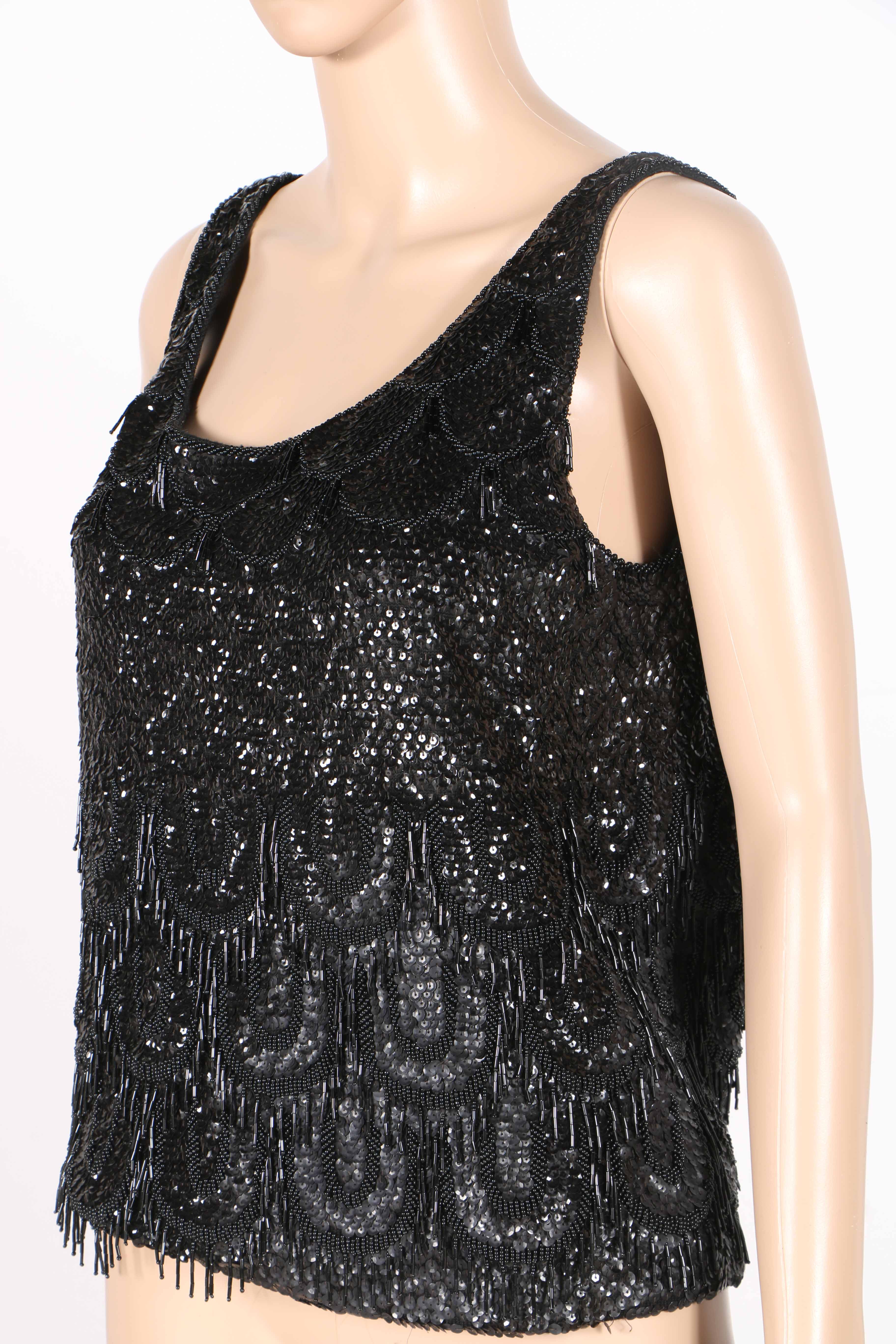 Vintage Black Beaded Top