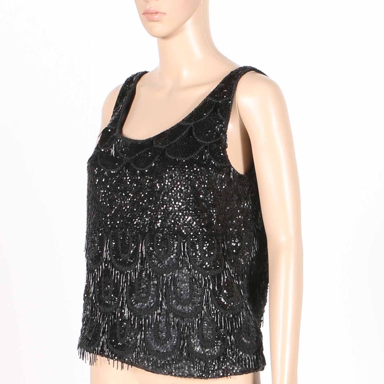 Vintage Black Beaded Top