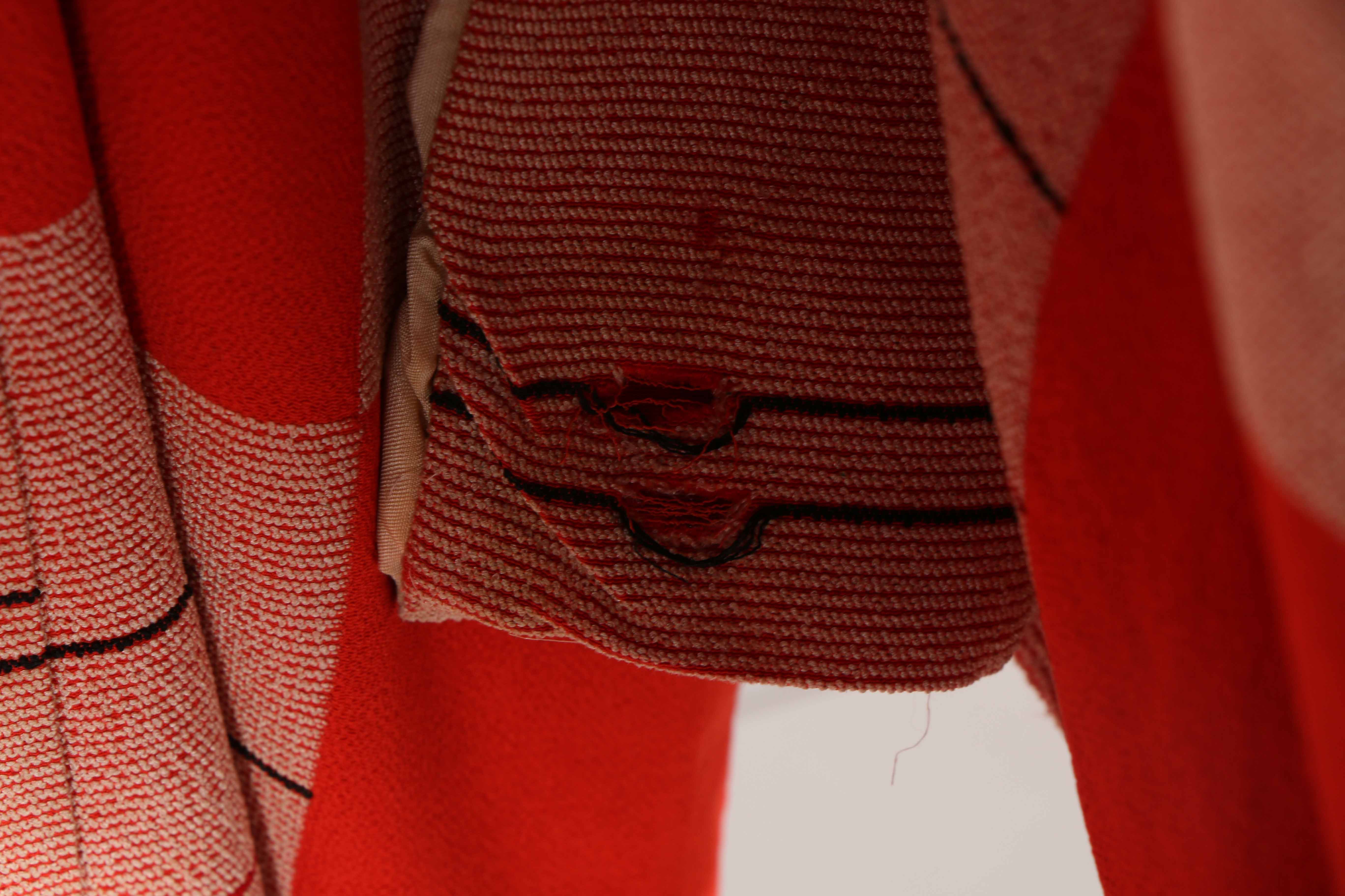 Red and Pink Block Patterned Komon Kimono