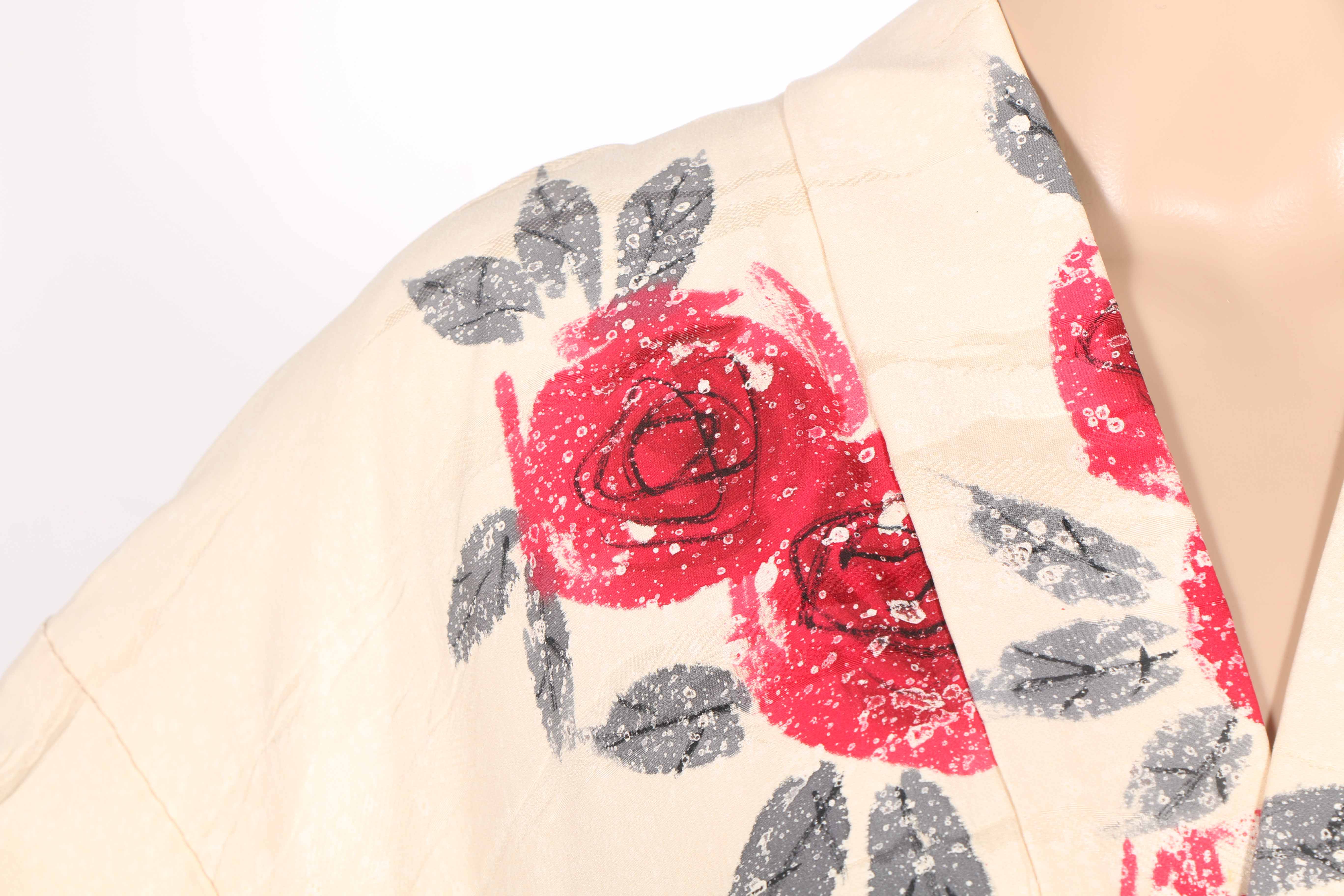 Creme and Red Floral Haori Jacket