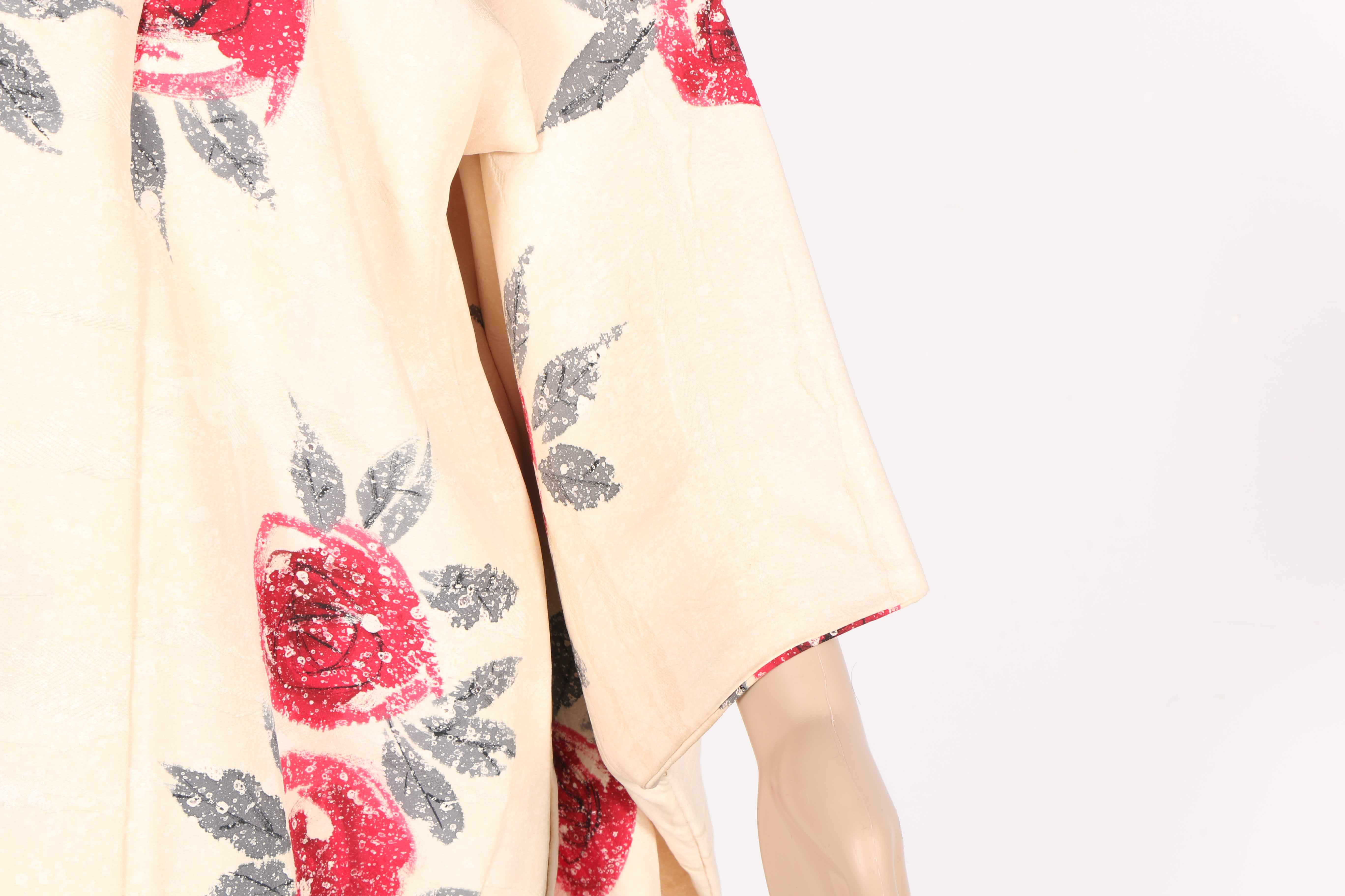 Creme and Red Floral Haori Jacket