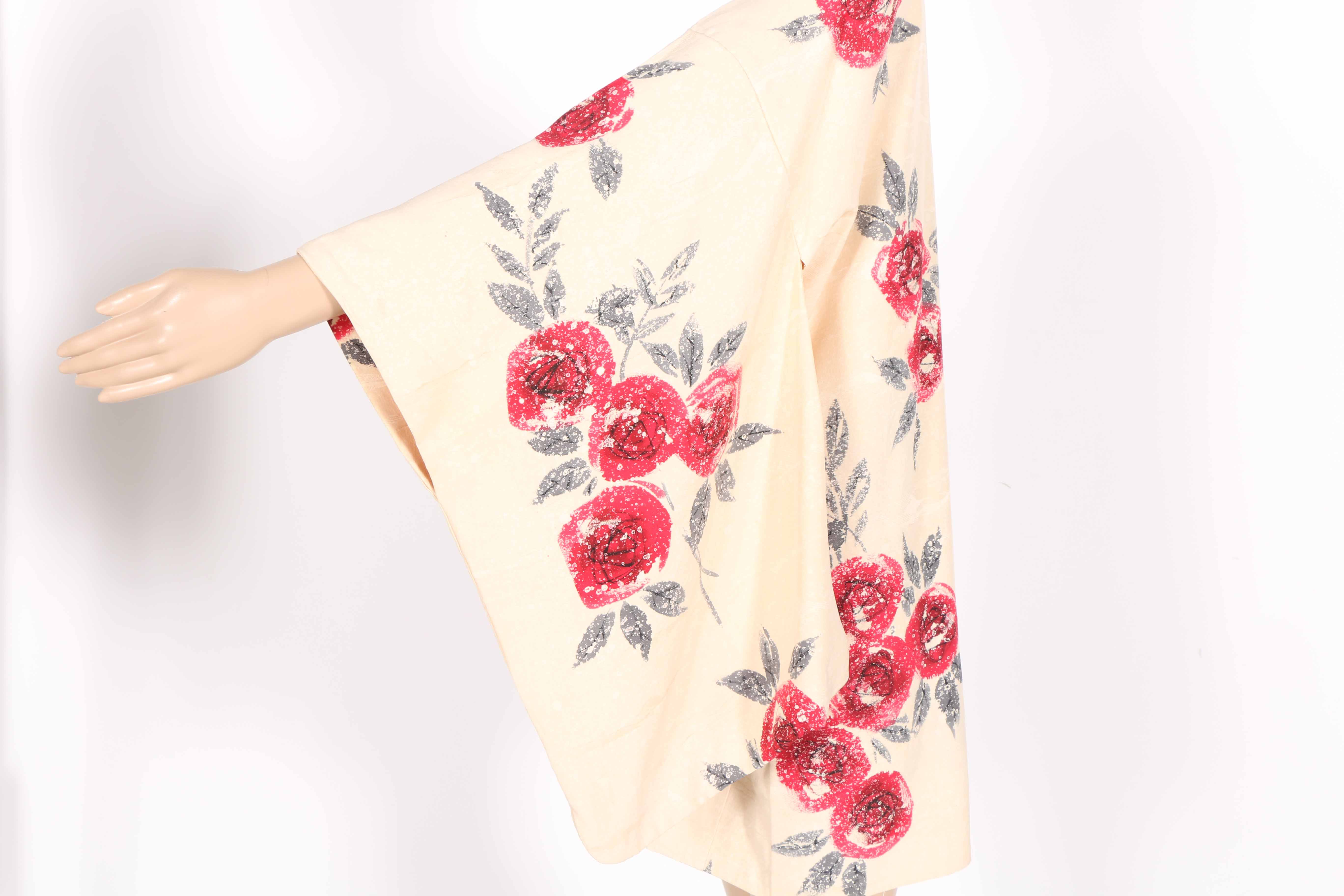 Creme and Red Floral Haori Jacket