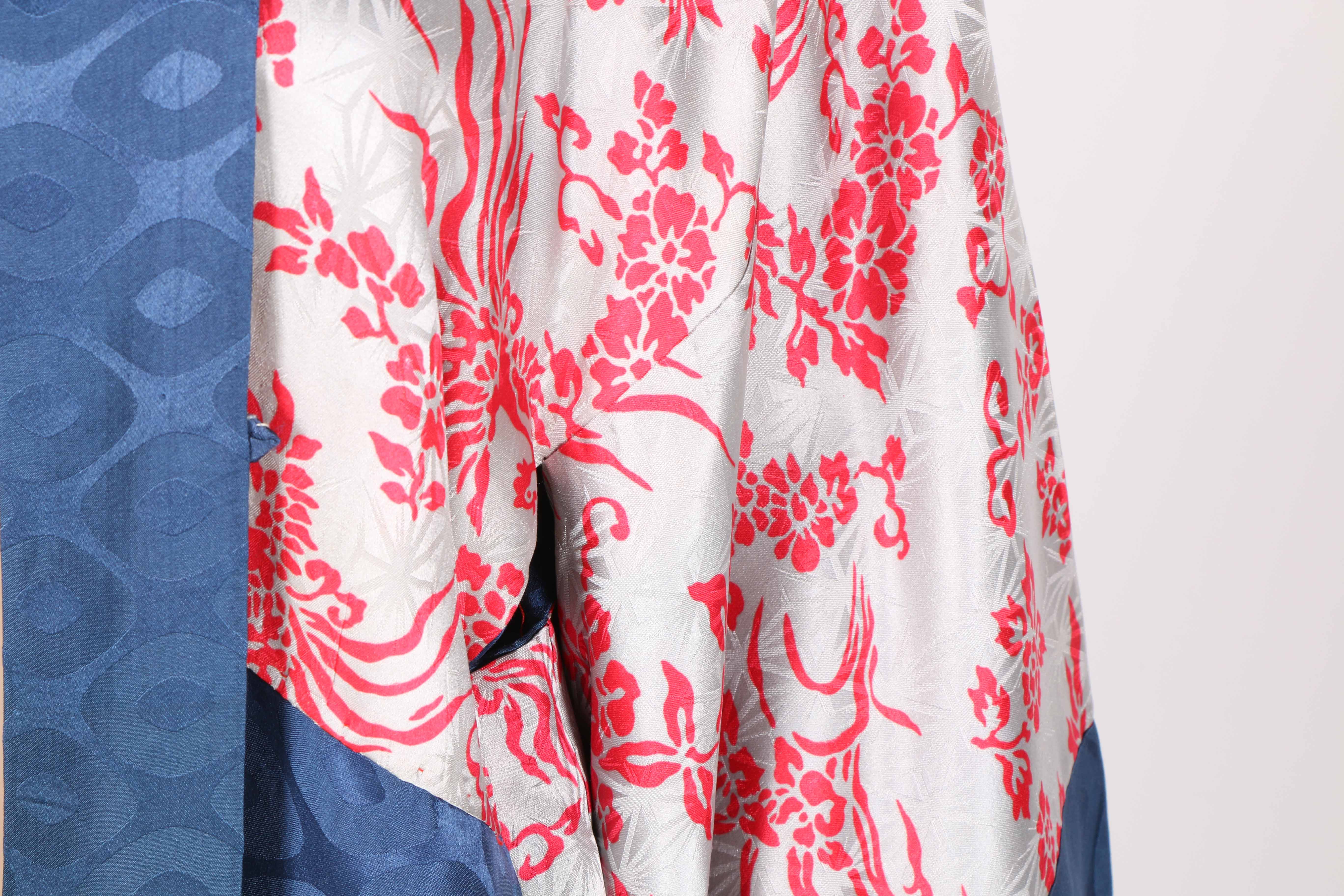 Women's Red and Blue Patterned Haori Jacket