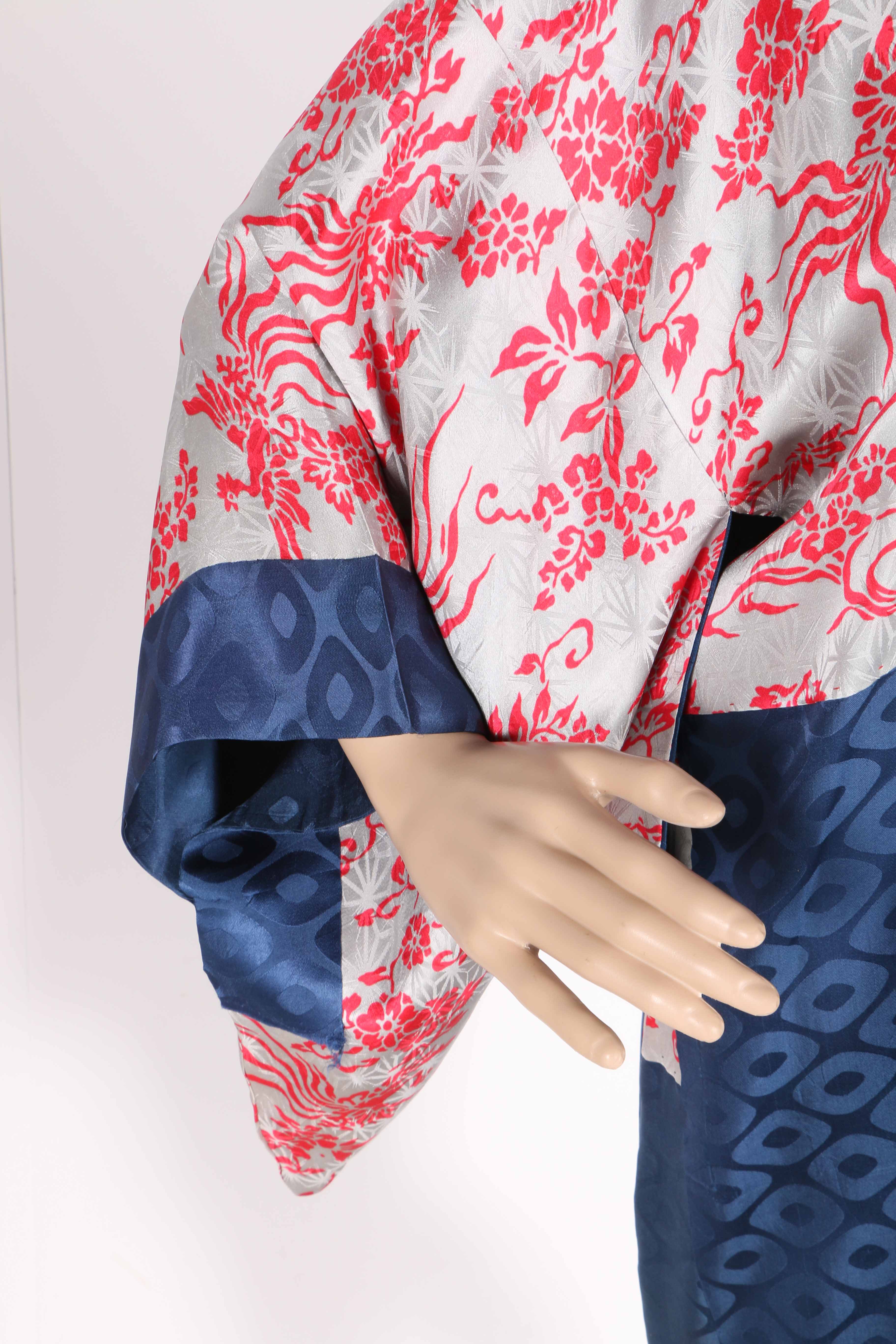 Women's Red and Blue Patterned Haori Jacket