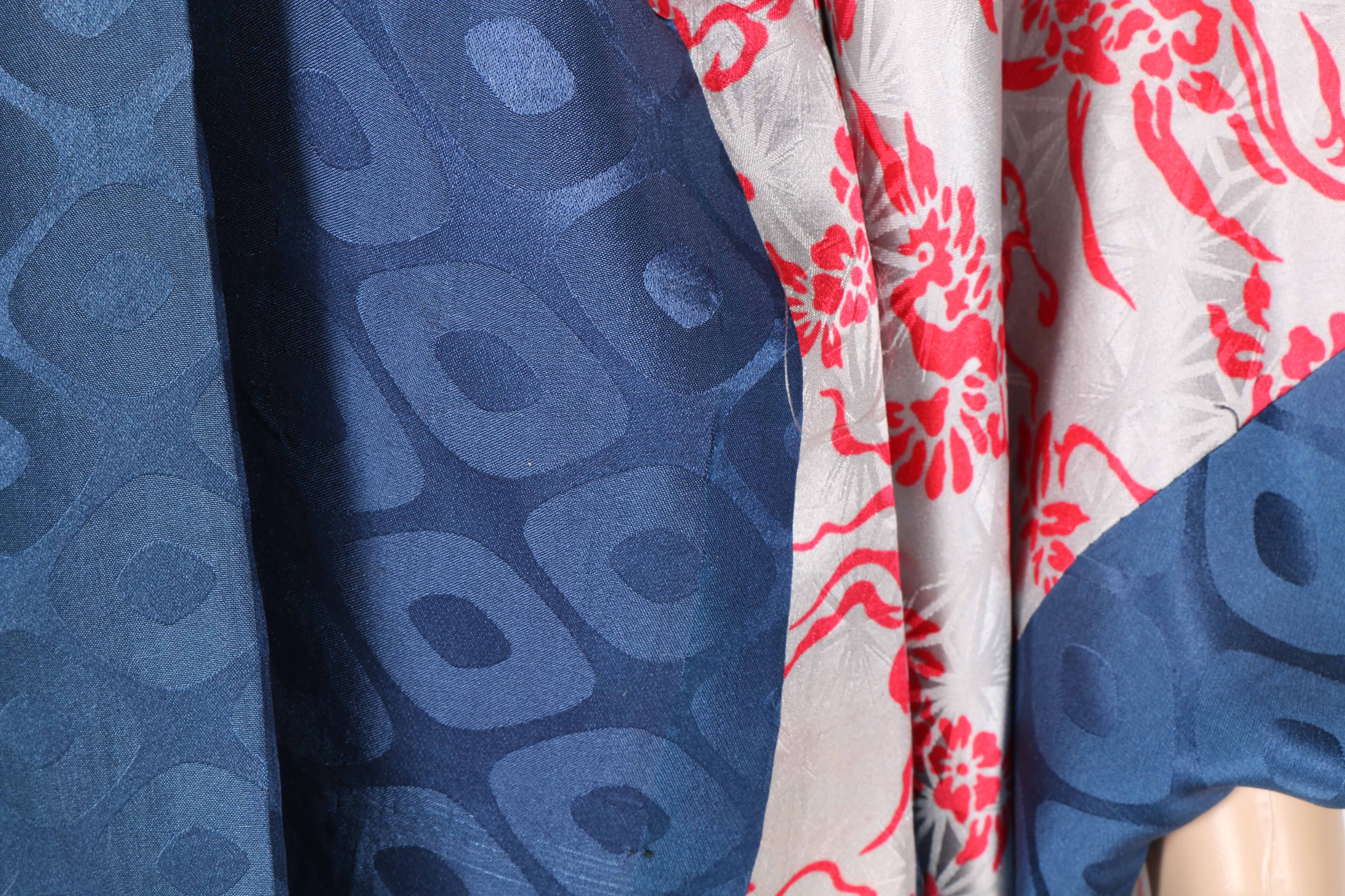 Women's Red and Blue Patterned Haori Jacket