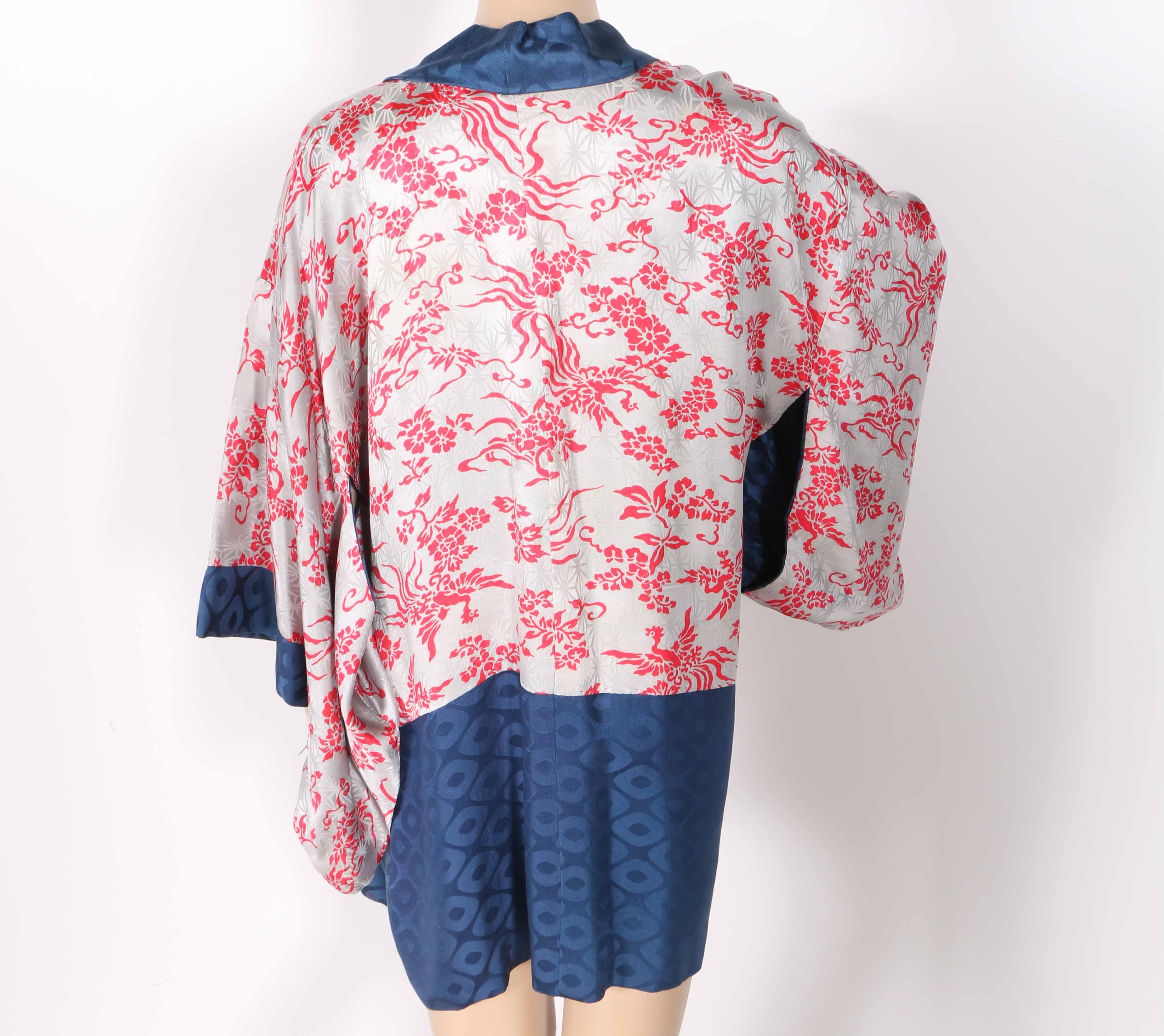 Women's Red and Blue Patterned Haori Jacket