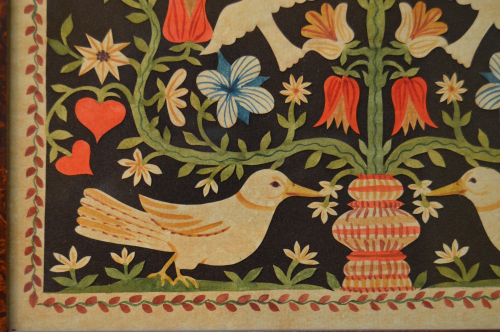 Original Painted Scherenschnitte Art on Paper