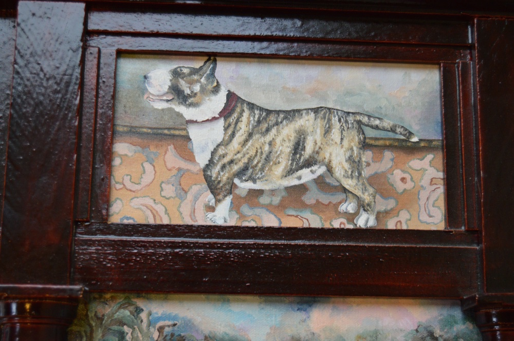 Original Signed Dog Portraits in Antique Style Frame