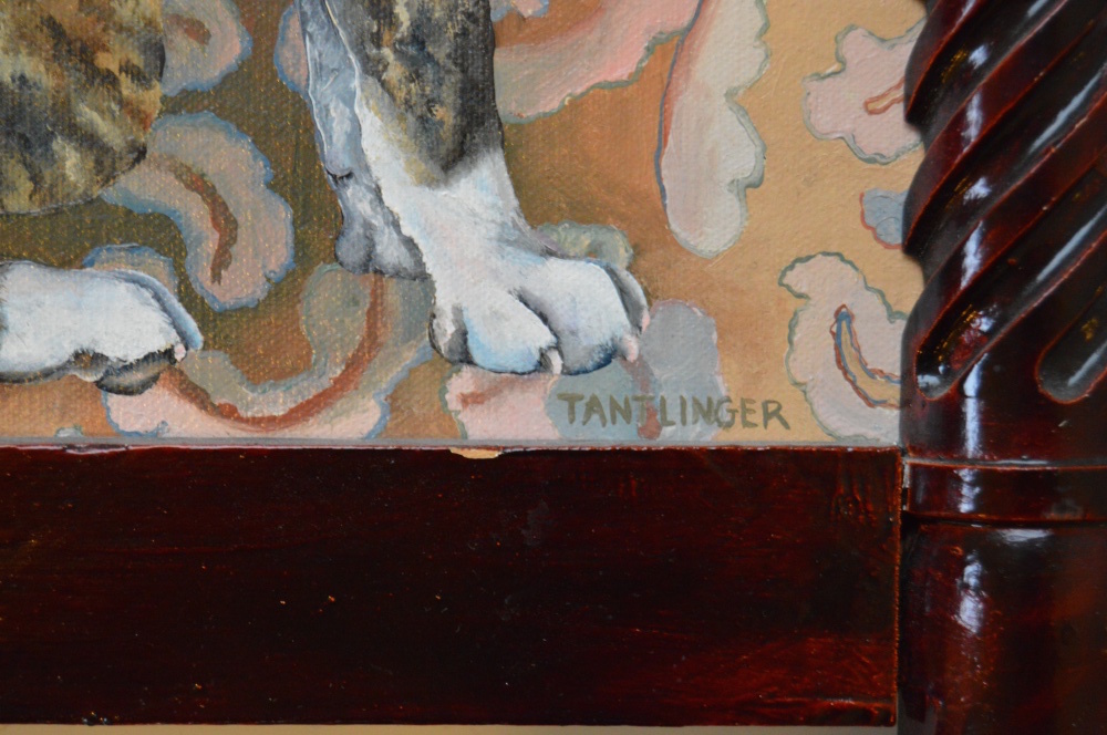 Original Signed Dog Portraits in Antique Style Frame