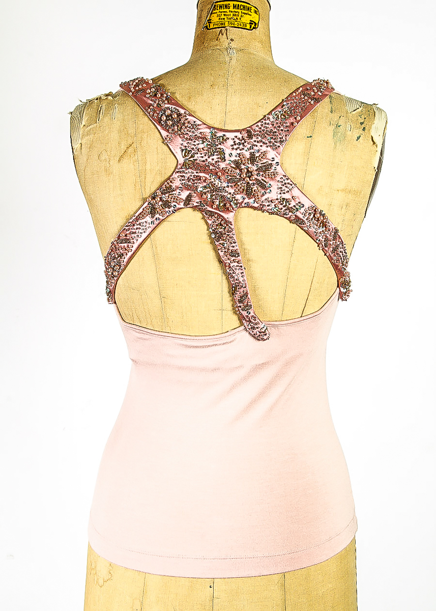 Prada Jersey Racerback Beaded Top