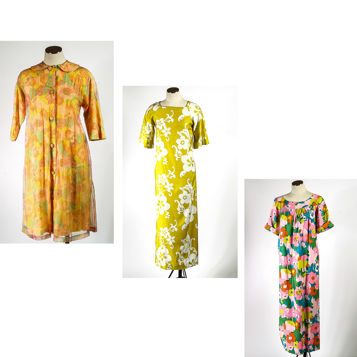 Three Vintage Hawaiian Style Muu Muus