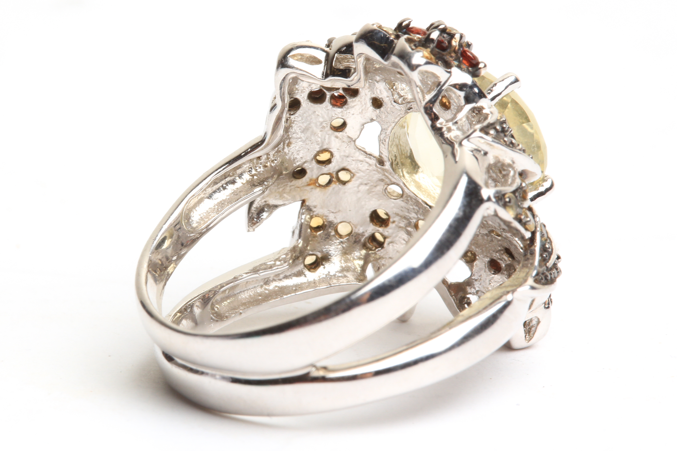 Sterling Silver Ring with Citrine and Garnet