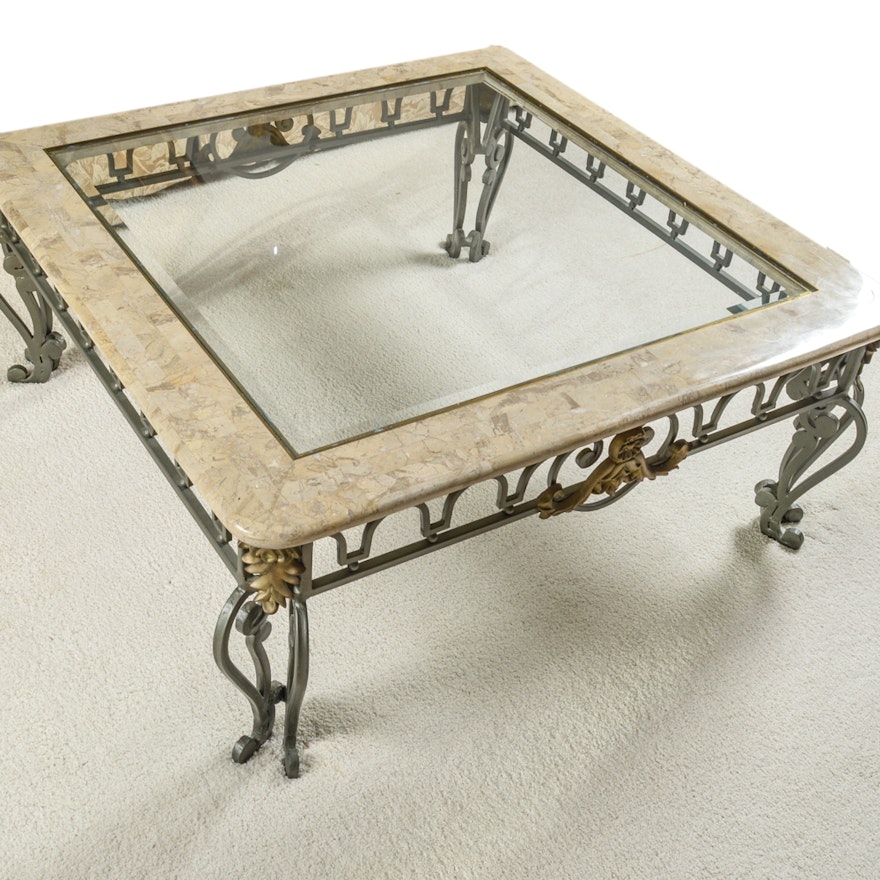 Marble and Glass Top Coffee Table