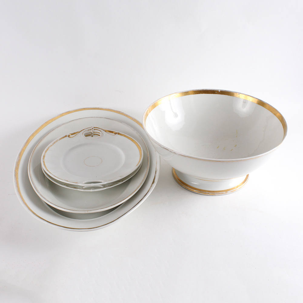 Haviland White China Serving Pieces with Gold Trim