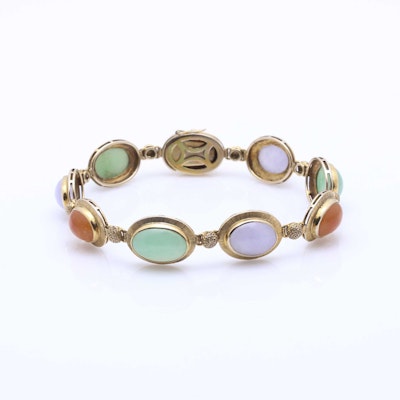 14K Yellow Gold Jadeite Bracelet 14K Yellow Gold Jadeite Bracelet