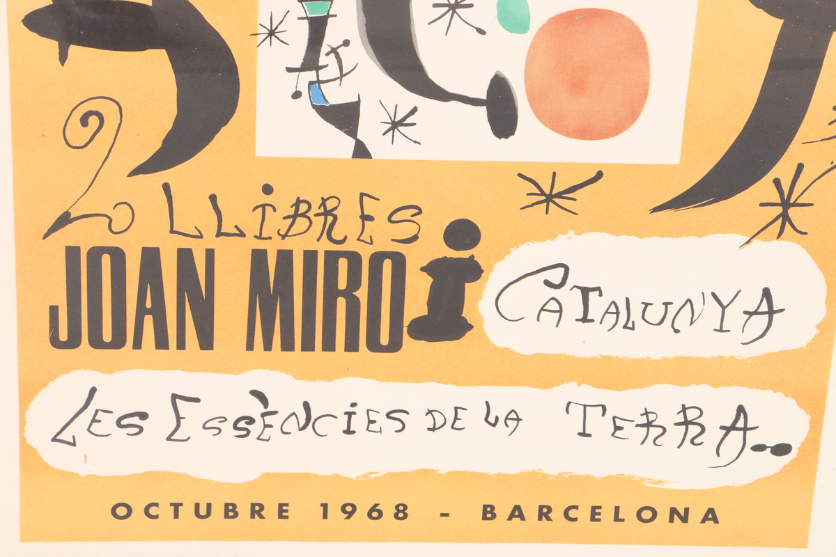 Framed 1968 Joan Miro Sala Gaspar Exhibit Poster