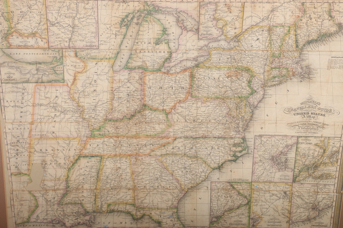 Mitchell's Travellers Guide Throught the United States Map