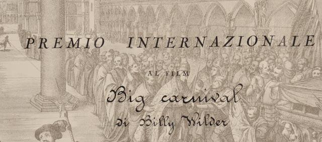 1951 Venice Biennial Art Festival Award Certificate for Billy Wilder Film "Big Carnival"