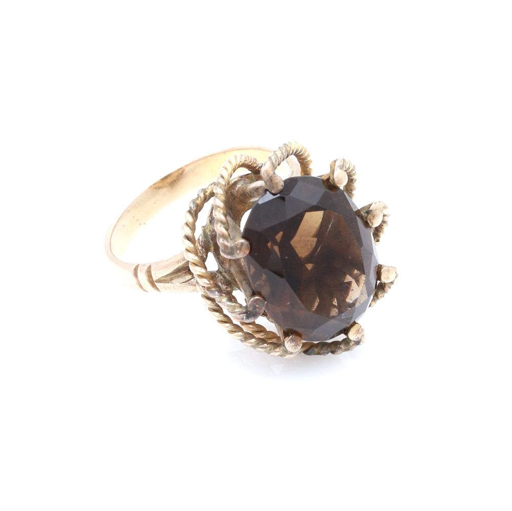 10K Yellow Gold Smoky Quartz Ring