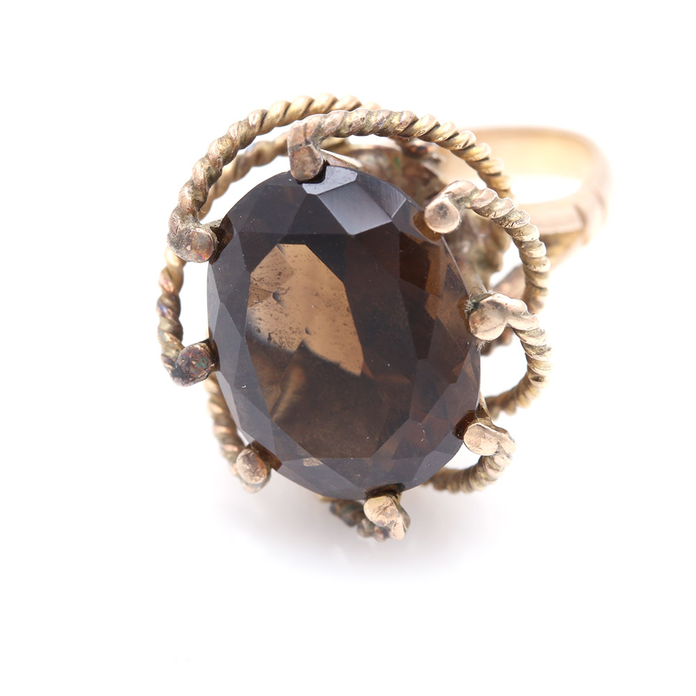 10K Yellow Gold Smoky Quartz Ring
