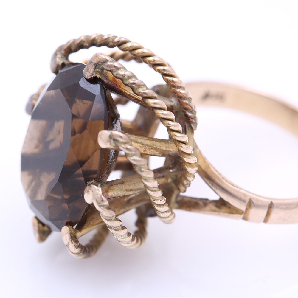 10K Yellow Gold Smoky Quartz Ring
