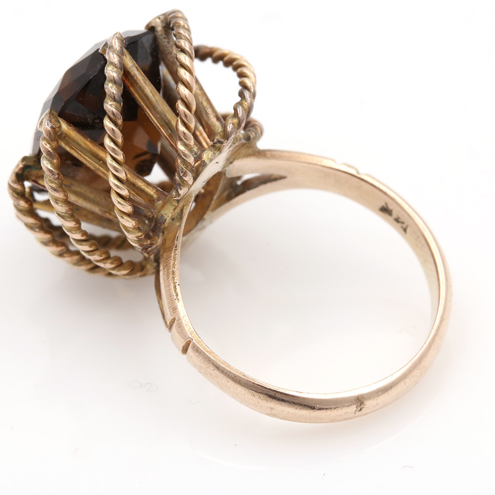 10K Yellow Gold Smoky Quartz Ring