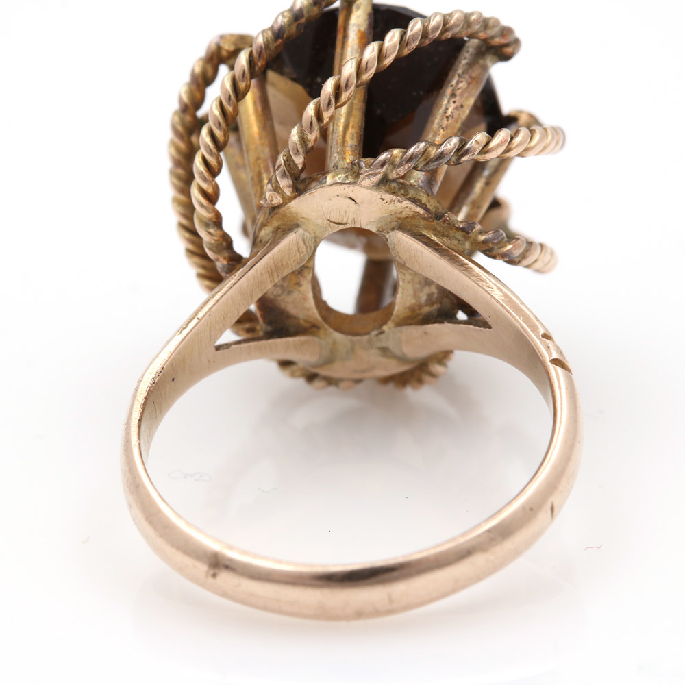 10K Yellow Gold Smoky Quartz Ring