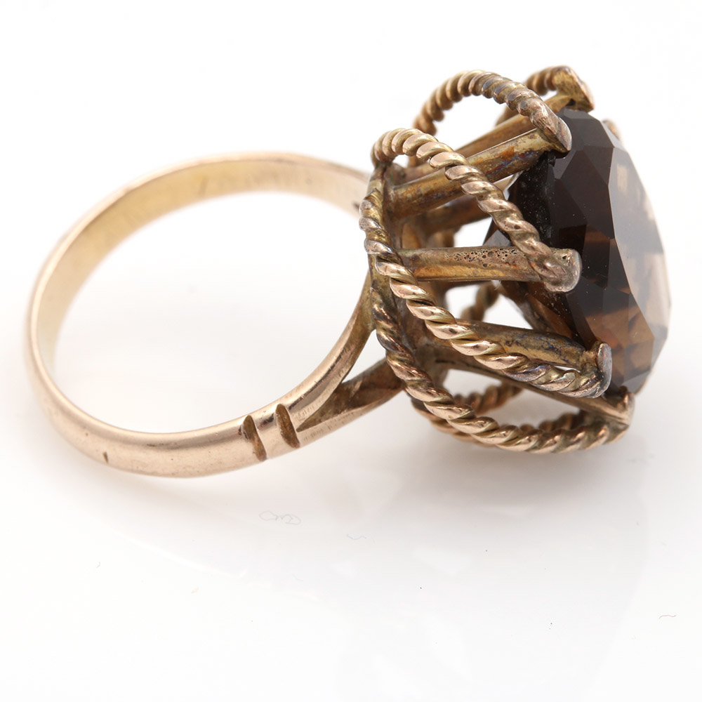 10K Yellow Gold Smoky Quartz Ring