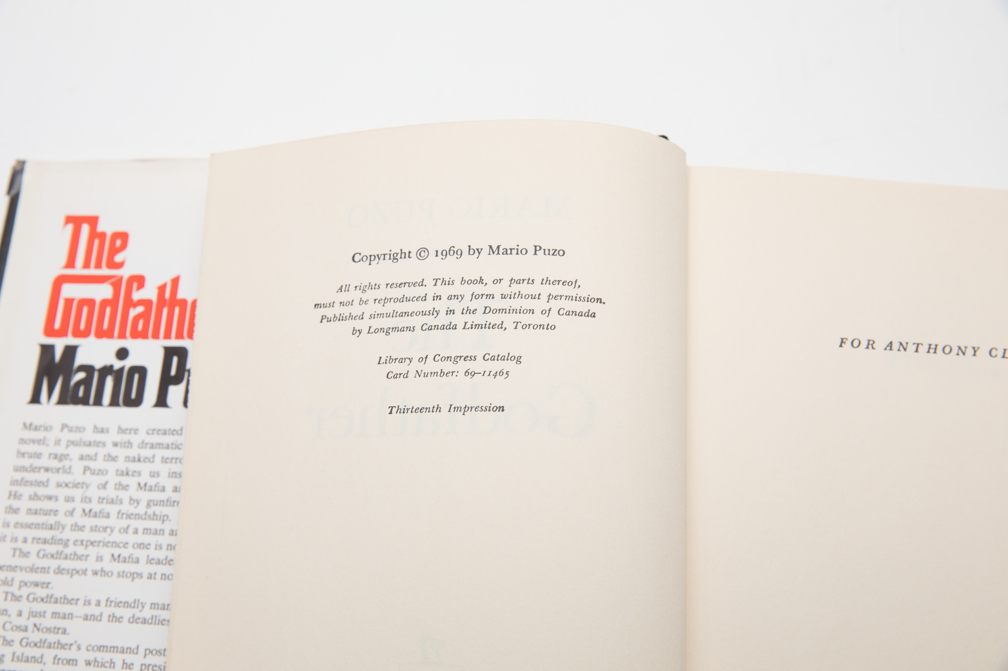 Signed Copy of "The Godfather" by Mario Puzo