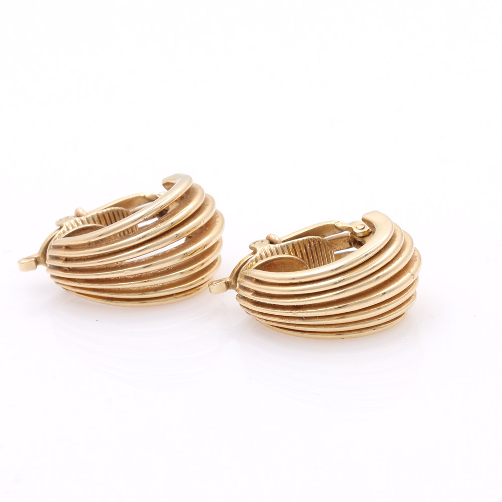 14K Yellow Gold Fanned Clip-On Earrings