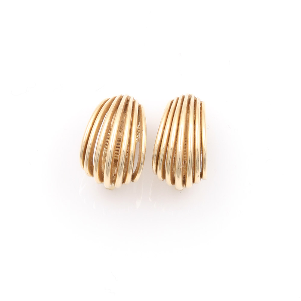 14K Yellow Gold Fanned Clip-On Earrings