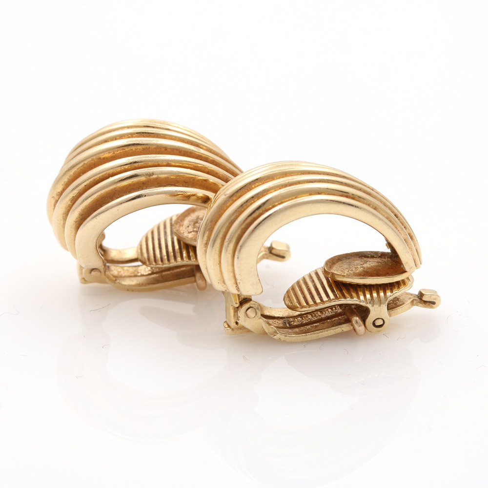 14K Yellow Gold Fanned Clip-On Earrings