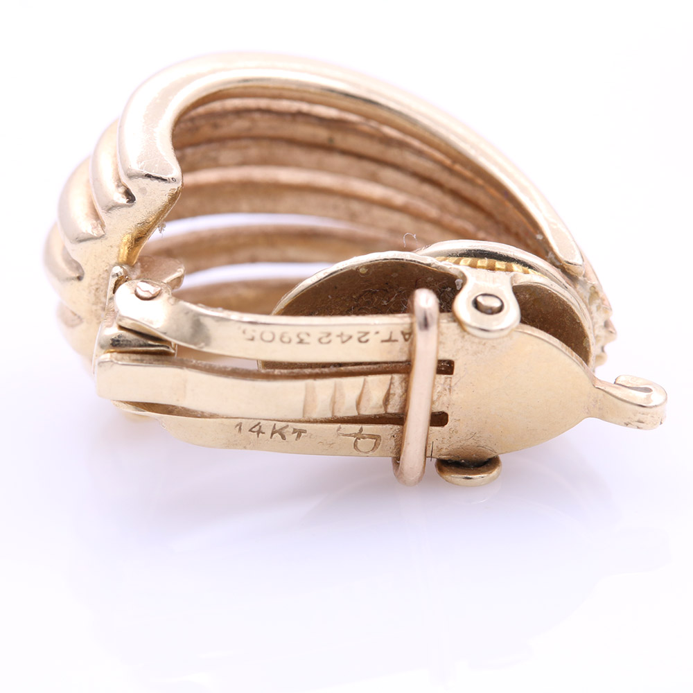 14K Yellow Gold Fanned Clip-On Earrings