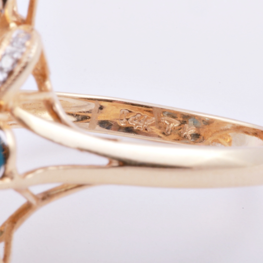 14K Yellow Gold Topaz and Diamond Ring