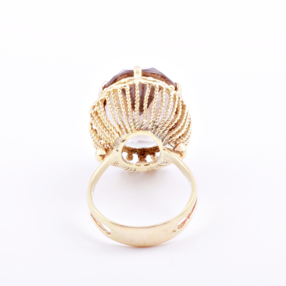 14K Yellow Gold Ring with Smoky Quartz