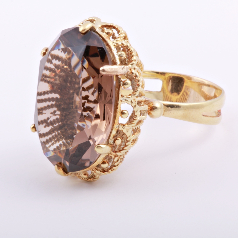 14K Yellow Gold Ring with Smoky Quartz