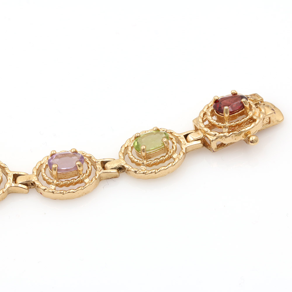 Gold Tone Sterling Silver Gemstone Bracelet