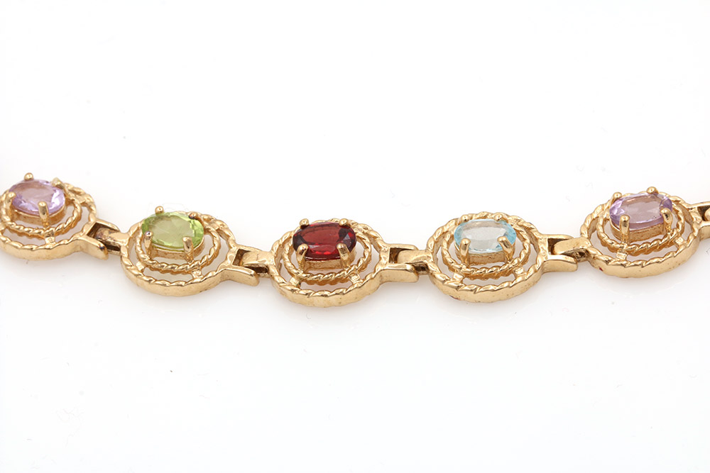 Gold Tone Sterling Silver Gemstone Bracelet