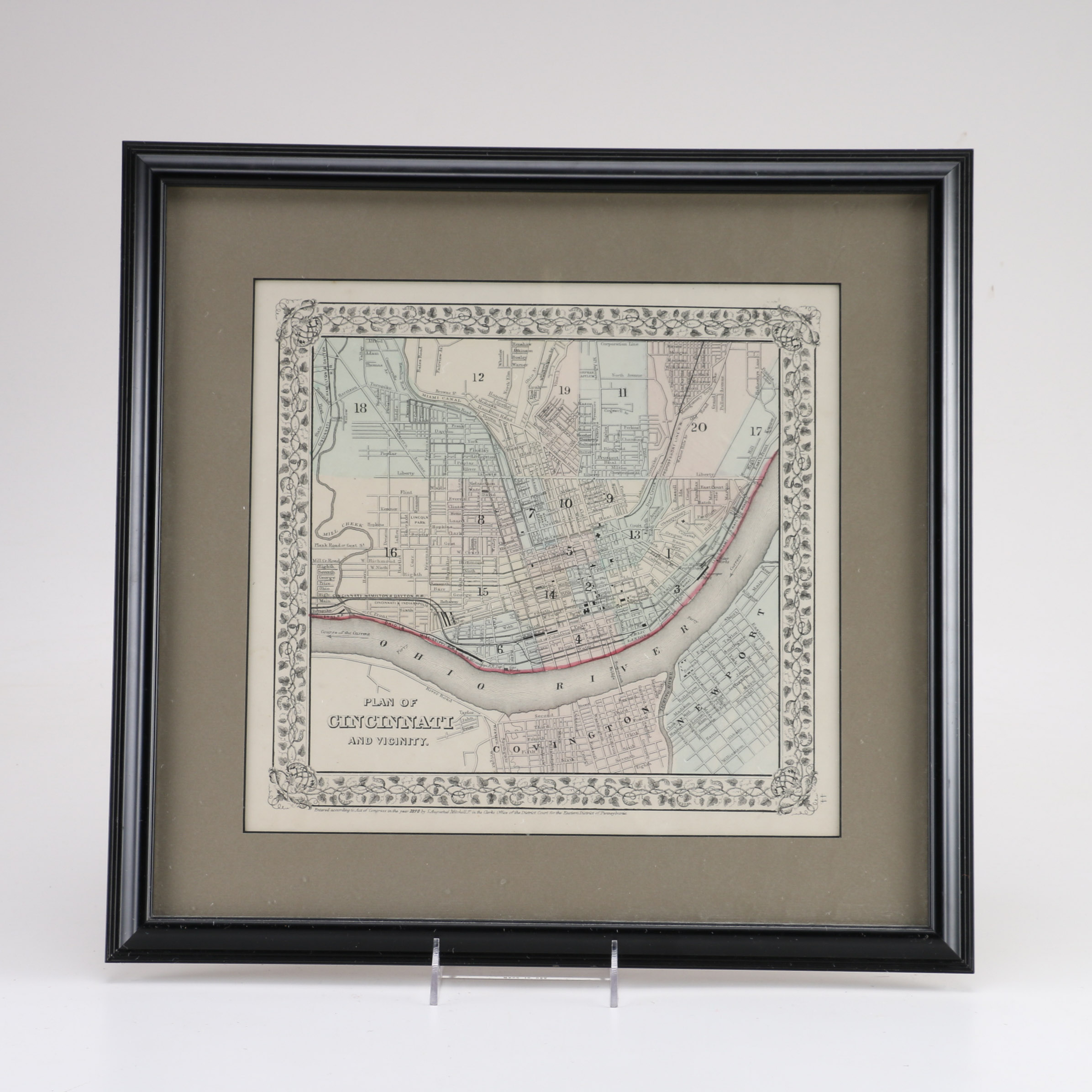 Reproduction 1870 Map of Cincinnati