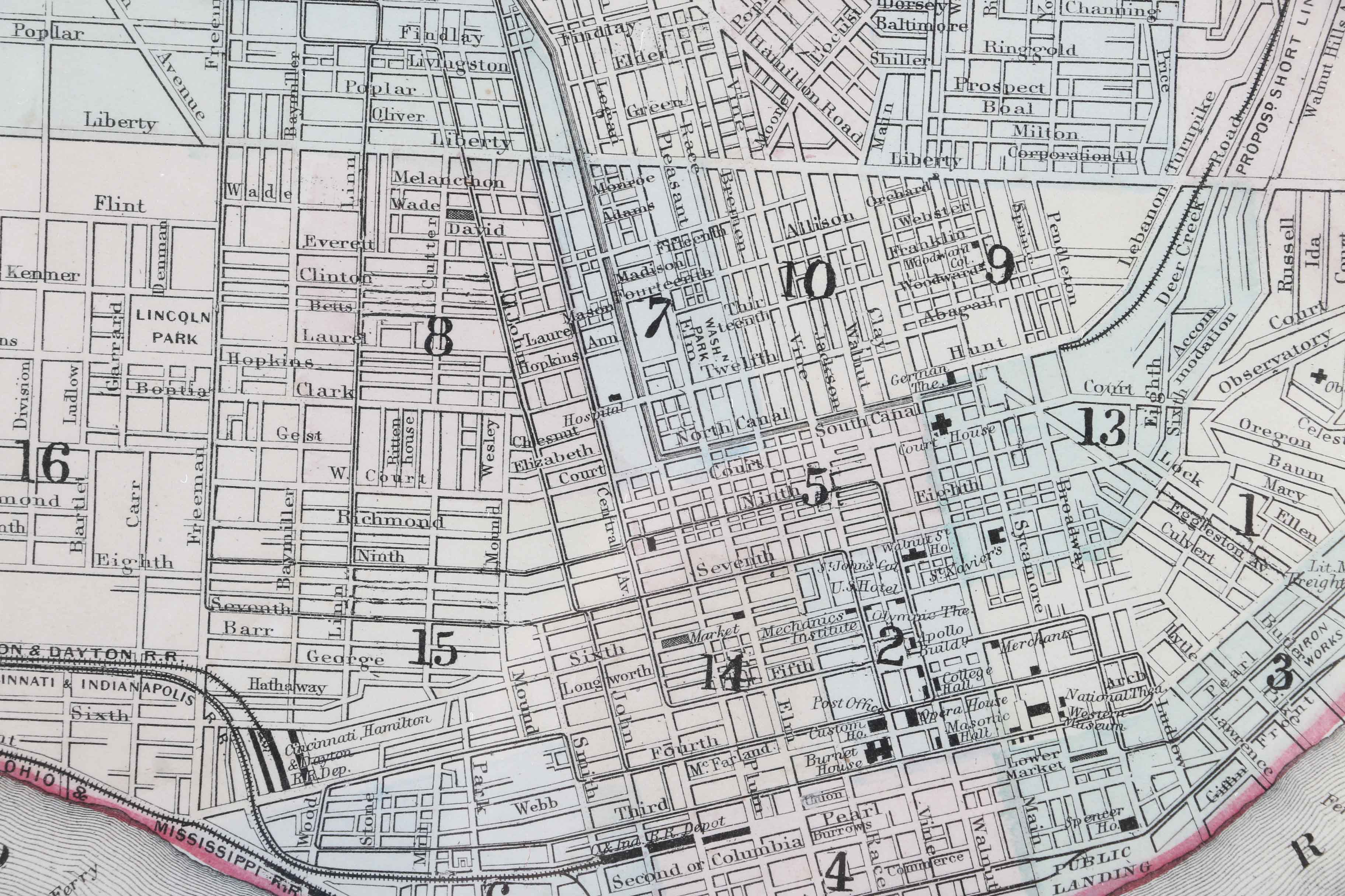 Reproduction 1870 Map of Cincinnati
